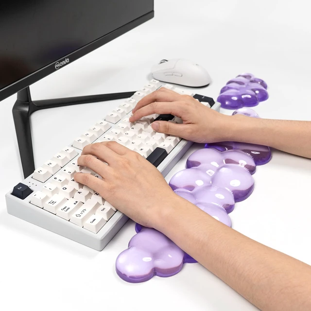 Alt view image 3 of 7 - Gel Keyboard and Mouse Wrist Rest, Cloud Wrist Pad for Computer Keyboard | Purple Wrist Support for Keyboard 60%/68%/75%,Cloud Wrist Rest,Keyboard Cushion, Comfort & Support for Typing and Gaming