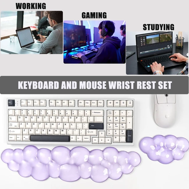 Alt view image 5 of 7 - Gel Keyboard and Mouse Wrist Rest, Cloud Wrist Pad for Computer Keyboard | Purple Wrist Support for Keyboard 60%/68%/75%,Cloud Wrist Rest,Keyboard Cushion, Comfort & Support for Typing and Gaming