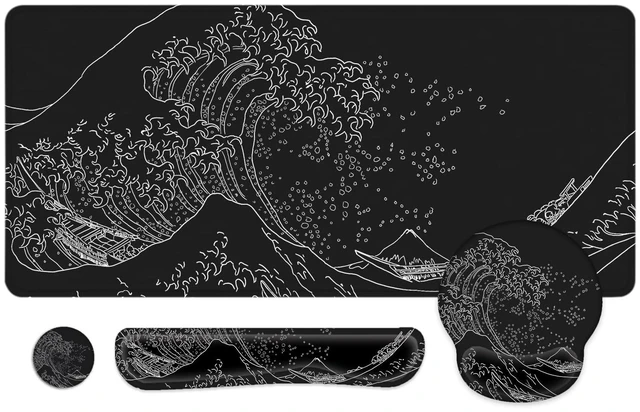Main image of Large Desk Mat, Mouse Pad with Wrist Support, Keyboard Wrist Rest Set | Non-Slip Waterproof Desk Pad 35.4"x15.7"+Mouse Pad with Wrist Rest+Keyboard Wrist Rest+Cup Coaster Set for Game Office Home