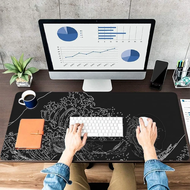 Alt view image 7 of 7 - Large Desk Mat, Mouse Pad with Wrist Support, Keyboard Wrist Rest Set | Non-Slip Waterproof Desk Pad 35.4"x15.7"+Mouse Pad with Wrist Rest+Keyboard Wrist Rest+Cup Coaster Set for Game Office Home