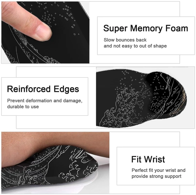 Alt view image 6 of 7 - Large Desk Mat, Mouse Pad with Wrist Support, Keyboard Wrist Rest Set | Non-Slip Waterproof Desk Pad 35.4"x15.7"+Mouse Pad with Wrist Rest+Keyboard Wrist Rest+Cup Coaster Set for Game Office Home