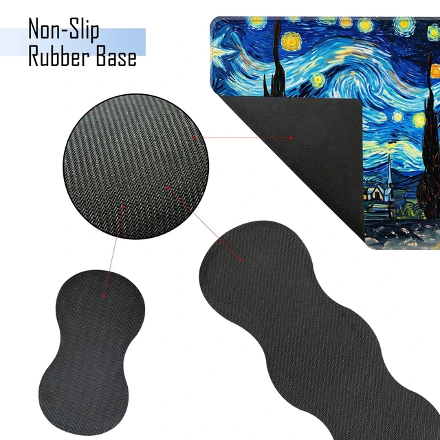 Alt view image 3 of 7 - TGFEWYTJYJ Extended Gaming Mouse Pad,Memory Foam Ergonomic Keyboard Mouse Wrist Rest Support Set,Large Desk Mat with Stitched Edges,Non-Slip Base Mousepad Home Office,Starry Night Cat