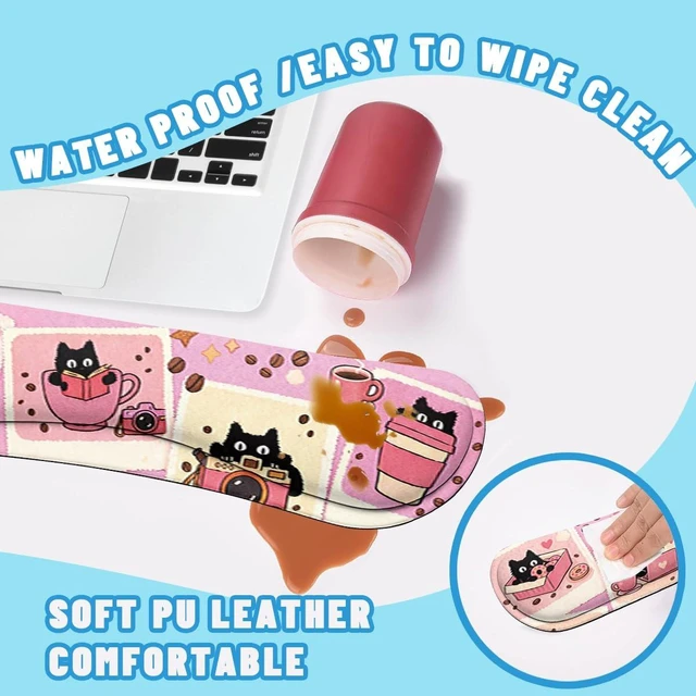 Alt view image 5 of 7 - Black Cat Desk Mat Set Cute Coffee Art Large Mouse Pad with Wrist Rest 4-in-1 Desk Mat for Desktop Ergonomic Keyboard Wrist Support Anti-Slip Computer Ergonomic Mouse Pad Home Office Gaming