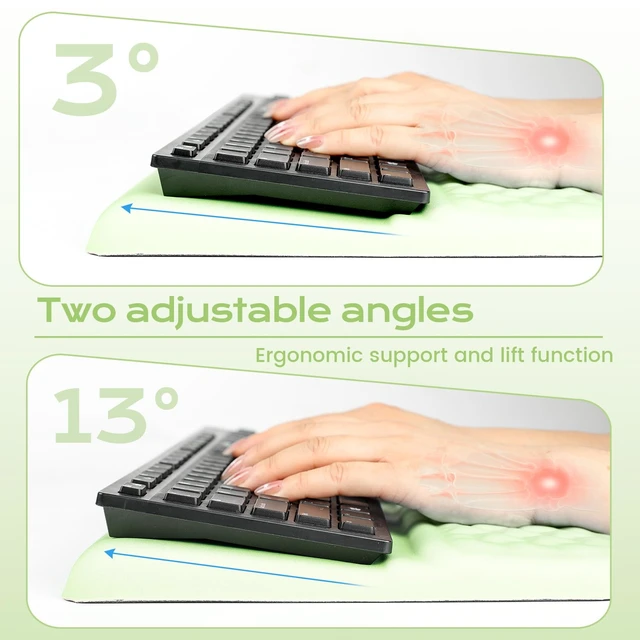 Alt view image 6 of 7 - Keyboard Wrist Rest with Ergonomic Height - Computer Keyboard Stand & Soft Cushioned Pad for Wrist Pain Relief - Non-Slip Typing Support for Office, Gaming & Home(Green)