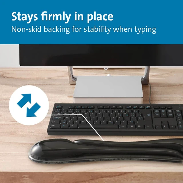 Alt view image 6 of 7 - Duo Gel Wave Keyboard Wrist Rest | Ventilated cooling channel, cushion molds to natural contours, easy clean top, non skid base, 3.62 in depth, TAA compliant