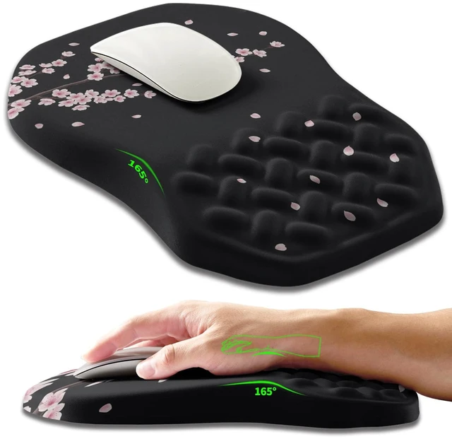 Main image of Armanza Ergonomic Slope Mouse Pad Wrist Support, Wrist Rest Mousepad for Carpal Tunnel Pain Relief with Massage Bulge and Slow Rebound Memory Foam (12x8 inch, Pink Blossom)