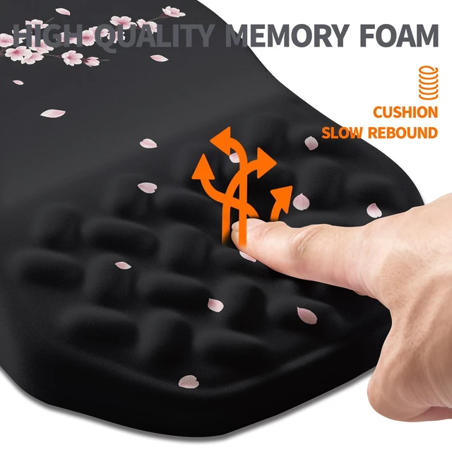 Alt view image 3 of 6 - Armanza Ergonomic Slope Mouse Pad Wrist Support, Wrist Rest Mousepad for Carpal Tunnel Pain Relief with Massage Bulge and Slow Rebound Memory Foam (12x8 inch, Pink Blossom)