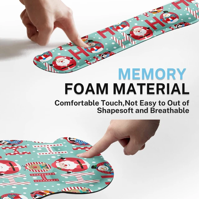 Alt view image 7 of 7 - Keyboard Mouse Pad Set, 4 in 1 Desk Mat Set, Santa Claus Christmas | Snowman Winter Penguin Large Mousepad+Keyboard Wrist Rest+Mouse Wrist Rest+Coaster Ergonomic Design for Home Office Computer