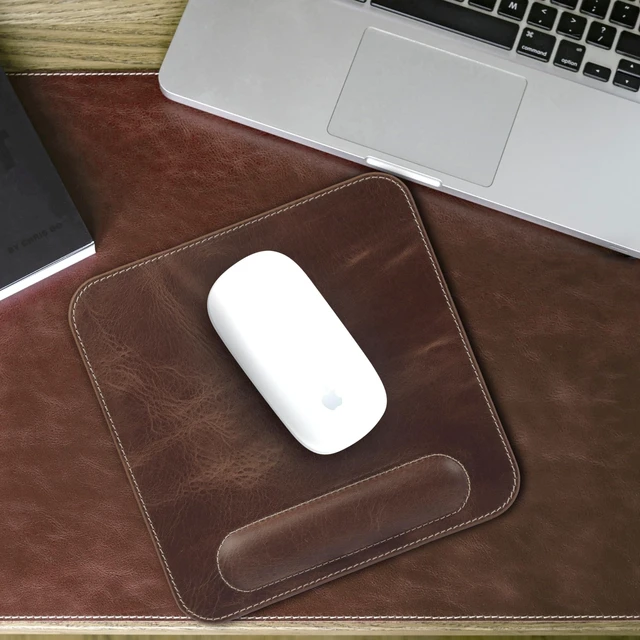 Alt view image 4 of 7 - Londo Top Grain Leather Mouse Pad with Wrist Rest Ergonomic Support, Non-Slip Base, Smooth Surface