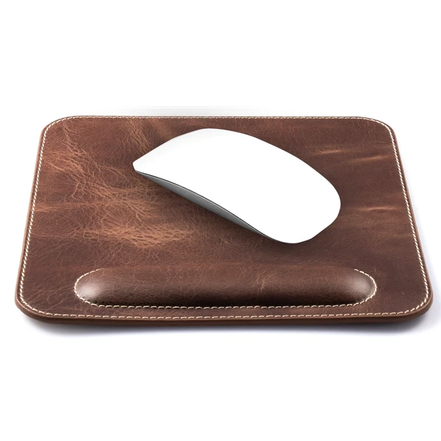 Alt view image 2 of 7 - Londo Top Grain Leather Mouse Pad with Wrist Rest Ergonomic Support, Non-Slip Base, Smooth Surface