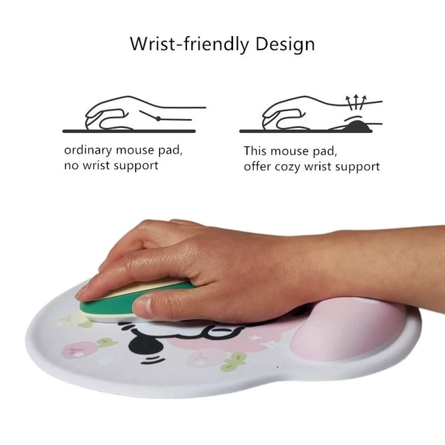 Alt view image 4 of 6 - Teanea Cute Non-Slip Mouse Pad with Wrist Rest and Keyboard Wrist Support Pad for Desk Typing Gaming Home Office, Pink Tulips Garden