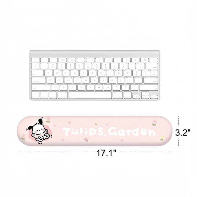 Alt view image 3 of 6 - Teanea Cute Non-Slip Mouse Pad with Wrist Rest and Keyboard Wrist Support Pad for Desk Typing Gaming Home Office, Pink Tulips Garden