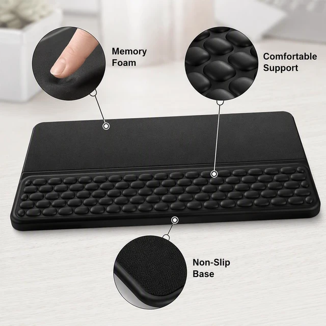 Alt view image 4 of 7 - Memory Foam Keyboard Wrist Rest, Power Strip Holder and Ergonomic Mouse Pad | Keyboard Wrist Pad with Self-Adhesive Power Strip Holder and Ergonomic Mouse Pad