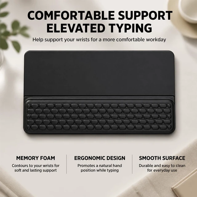 Alt view image 6 of 7 - Memory Foam Keyboard Wrist Rest, Power Strip Holder and Ergonomic Mouse Pad | Keyboard Wrist Pad with Self-Adhesive Power Strip Holder and Ergonomic Mouse Pad