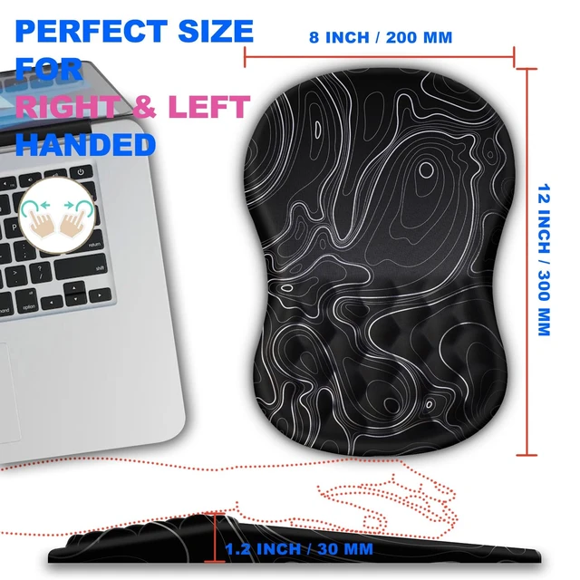 Alt view image 4 of 7 - KUOSGM Ergonomic Mouse Pad with Massage Dot, Comfortable Computer Mouse Pad for Laptop, Wrist Rest Pain Relief, Non-Slip PU Base, Black, 12 x 8 in