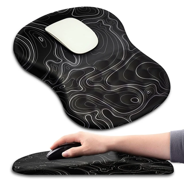 Main image of KUOSGM Ergonomic Mouse Pad with Massage Dot, Comfortable Computer Mouse Pad for Laptop, Wrist Rest Pain Relief, Non-Slip PU Base, Black, 12 x 8 in