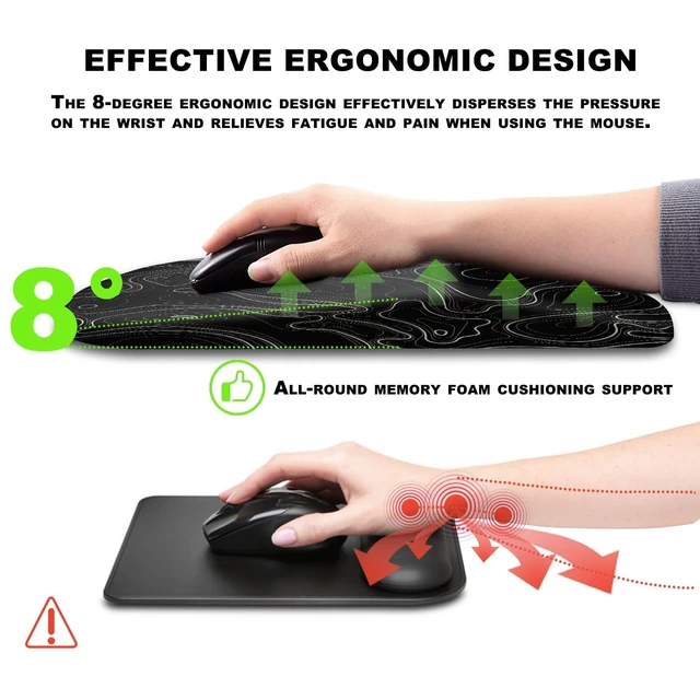 Alt view image 5 of 7 - KUOSGM Ergonomic Mouse Pad with Massage Dot, Comfortable Computer Mouse Pad for Laptop, Wrist Rest Pain Relief, Non-Slip PU Base, Black, 12 x 8 in