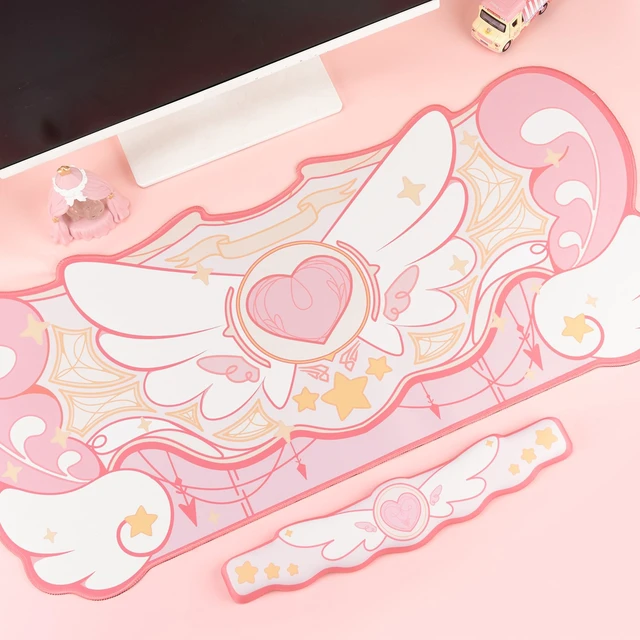 Alt view image 7 of 7 - GeekShare Kawaii Mouse Pad Wrist Rest Support Set - Non-Slip Rubber Base Desk Mat and Memory Foam Wrist Rest for Keyboard and Mouse,Perfect for Gaming,or Home Office Work - Star Wings Series