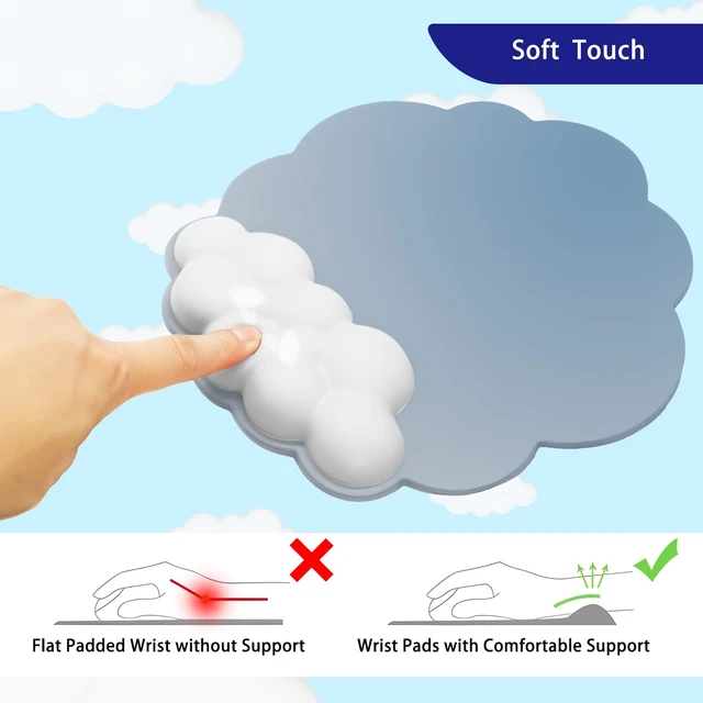 Alt view image 5 of 6 - HOTTYAO Cloud Mouse Pad Wrist Support Keyboard Wrist Rest Set Ergonomic Wrist Support for Typing Pain Relief Portable for Computer Office Gaming (Light Blue-F)
