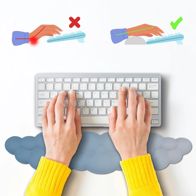 Alt view image 2 of 6 - HOTTYAO Cloud Mouse Pad Wrist Support Keyboard Wrist Rest Set Ergonomic Wrist Support for Typing Pain Relief Portable for Computer Office Gaming (Light Blue-F)