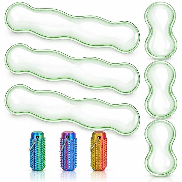 Main image of YEAHACLUB 9-Piece Clear Gel Keyboard & Mouse Wrist Rest Set, Green | Including 3 Little Ouchies Fidget Toys, Ergonomic Silicone Support for Typing, Gaming, Office and Laptop Use