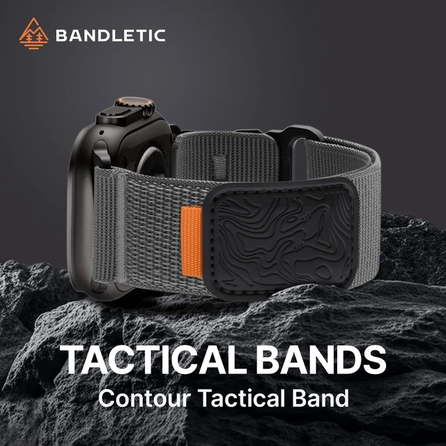 Alt view image 2 of 7 - Bandletic Tactical Sport Loop Compatible with Apple Watch Bands Men Women | CSPE Rib Bonds Buckle to Elastic Nylon, Durable for Sports & Outdoors, Leather Pad with Geo-Pattern Rests Gentle on Wrist