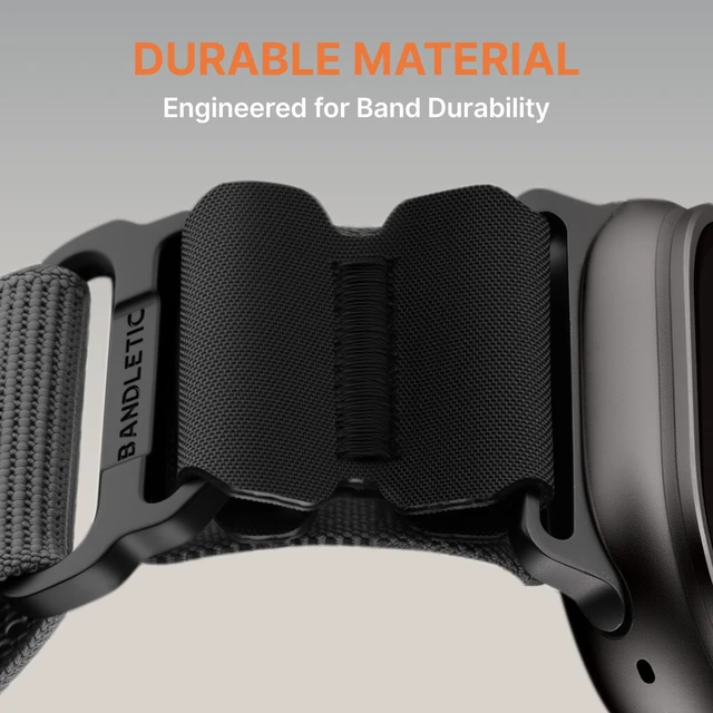Alt view image 3 of 7 - Bandletic Tactical Sport Loop Compatible with Apple Watch Bands Men Women | CSPE Rib Bonds Buckle to Elastic Nylon, Durable for Sports & Outdoors, Leather Pad with Geo-Pattern Rests Gentle on Wrist