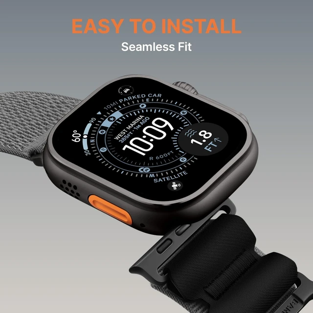 Alt view image 7 of 7 - Bandletic Tactical Sport Loop Compatible with Apple Watch Bands Men Women | CSPE Rib Bonds Buckle to Elastic Nylon, Durable for Sports & Outdoors, Leather Pad with Geo-Pattern Rests Gentle on Wrist