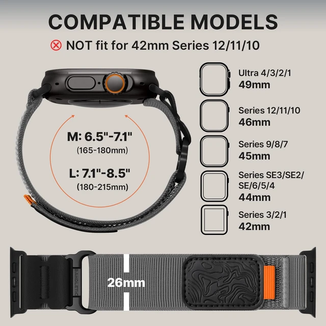 Alt view image 6 of 7 - Bandletic Tactical Sport Loop Compatible with Apple Watch Bands Men Women | CSPE Rib Bonds Buckle to Elastic Nylon, Durable for Sports & Outdoors, Leather Pad with Geo-Pattern Rests Gentle on Wrist