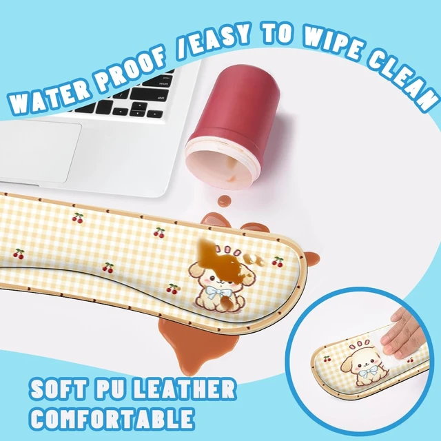 Alt view image 5 of 7 - Cute Puppy Desk Mat Set Cartoon Cherry Gingham Mouse Pad with Wrist Rest 4in1 Desk Mat for Desktop Ergonomic Computer Desk Arm Wrist Anti-Slip Computer Ergonomic Mouse Pad Home Office Gaming