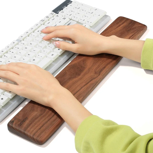 Main image of Wooden Keyboard Wrist Rest, Keyboard Wooden Palm RestKeyboard Wrist Rest Pad, Walnut Wrist Rest, Solid Wood Mouse Pad Wrist Guard, Wrist Rest Pad, Wrist Pad for Keyboard, (Black Walnut, 17.3in)