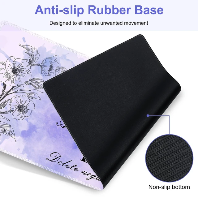 Alt view image 7 of 7 - Mouse Pad, 4 in1 Large Desk Mat, Desk Pad Matt for Desktop, Anti-Slip XXL Big Computer Ergonomic Mousepad with Wrist Support for Keyboard and Mouse for Women I Purple Positive Quotes