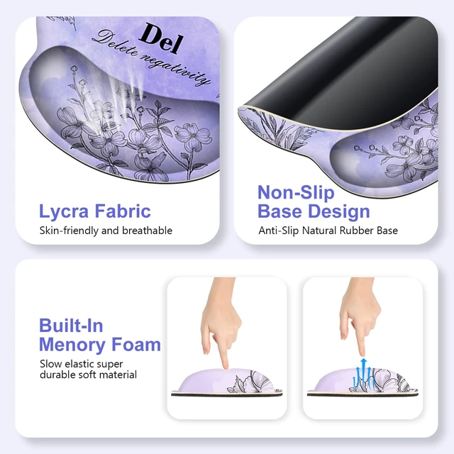 Alt view image 6 of 7 - Mouse Pad, 4 in1 Large Desk Mat, Desk Pad Matt for Desktop, Anti-Slip XXL Big Computer Ergonomic Mousepad with Wrist Support for Keyboard and Mouse for Women I Purple Positive Quotes