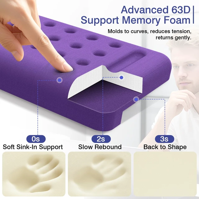 Alt view image 3 of 7 - Retuhapy L-Shaped Desk Edge Cushion, 2 PCS Elbow Rest for Desk, Purple | Memory Foam, Ergonomic Support, Elbow Pad & Arm Rest for Palm, Wrist & Forearm, Non-Slip & Separate Design, Office & Home