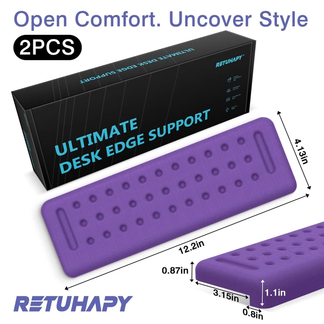 Alt view image 7 of 7 - Retuhapy L-Shaped Desk Edge Cushion, 2 PCS Elbow Rest for Desk, Purple | Memory Foam, Ergonomic Support, Elbow Pad & Arm Rest for Palm, Wrist & Forearm, Non-Slip & Separate Design, Office & Home