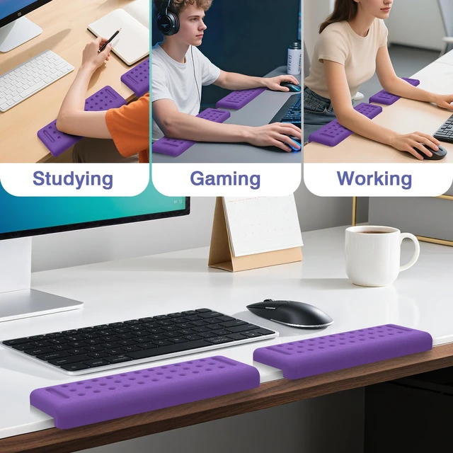 Alt view image 6 of 7 - Retuhapy L-Shaped Desk Edge Cushion, 2 PCS Elbow Rest for Desk, Purple | Memory Foam, Ergonomic Support, Elbow Pad & Arm Rest for Palm, Wrist & Forearm, Non-Slip & Separate Design, Office & Home