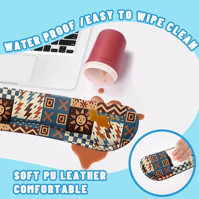 Alt view image 5 of 7 - Retro Patchwork Desk Mat Set Boho Tribal Large Mouse Pad with Wrist Rest 4in1 Desk Mat for Desktop Ergonomic Computer Desk Arm Wrist Anti-Slip Computer Ergonomic Mouse Pad Home Office Gaming