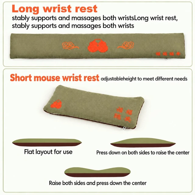 Alt view image 5 of 7 - Keyboard and Mouse Wrist Rest Set,Embroidered Design,Natural Herb Scent | Pure Natural Filling,Comfortable Cushioning, Ergonomic Design, Washable, Highly adjustable, Sweat-Absorbent Material