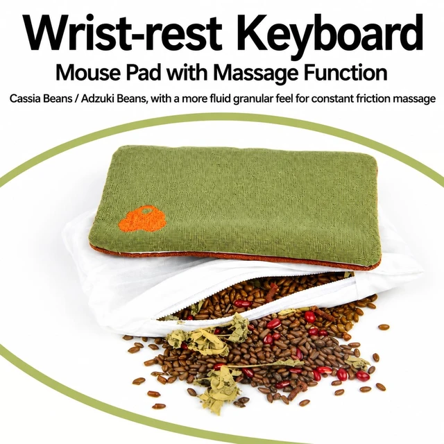 Alt view image 4 of 7 - Keyboard and Mouse Wrist Rest Set,Embroidered Design,Natural Herb Scent | Pure Natural Filling,Comfortable Cushioning, Ergonomic Design, Washable, Highly adjustable, Sweat-Absorbent Material