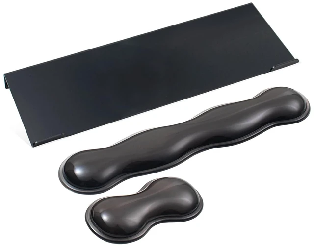 Main image of Acrylic Keyboard Stand with Gel Wrist Rest for Keyboard and Mouse Set-Black | Gel Keyboard Wrist RestErgonomic Desktop Riser & Wrist Support Platform for Computer,Non-Slip Base