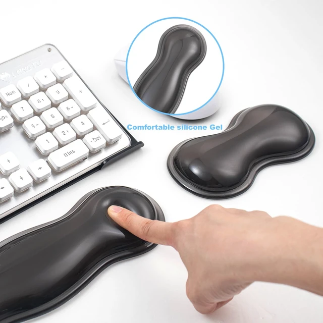 Alt view image 3 of 7 - Acrylic Keyboard Stand with Gel Wrist Rest for Keyboard and Mouse Set-Black | Gel Keyboard Wrist RestErgonomic Desktop Riser & Wrist Support Platform for Computer,Non-Slip Base