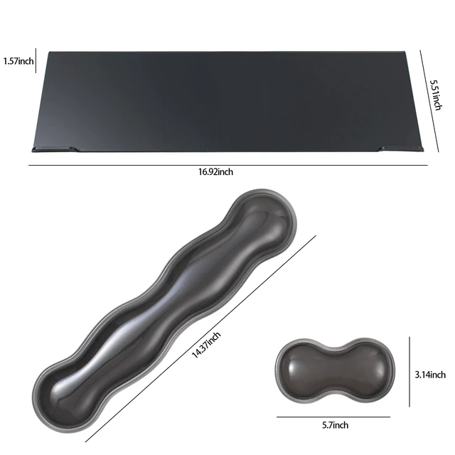 Alt view image 2 of 7 - Acrylic Keyboard Stand with Gel Wrist Rest for Keyboard and Mouse Set-Black | Gel Keyboard Wrist RestErgonomic Desktop Riser & Wrist Support Platform for Computer,Non-Slip Base