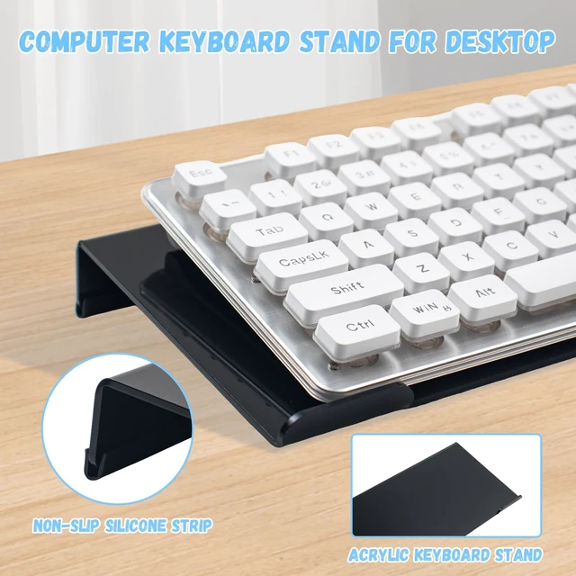 Alt view image 6 of 7 - Acrylic Keyboard Stand with Gel Wrist Rest for Keyboard and Mouse Set-Black | Gel Keyboard Wrist RestErgonomic Desktop Riser & Wrist Support Platform for Computer,Non-Slip Base