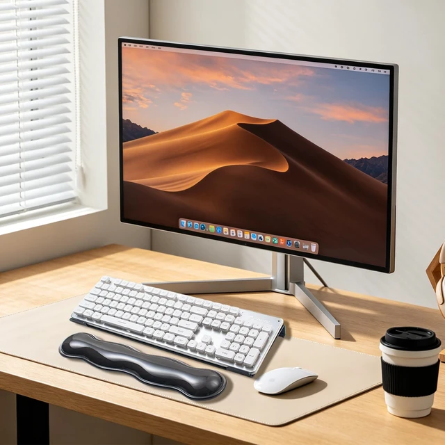 Alt view image 7 of 7 - Acrylic Keyboard Stand with Gel Wrist Rest for Keyboard and Mouse Set-Black | Gel Keyboard Wrist RestErgonomic Desktop Riser & Wrist Support Platform for Computer,Non-Slip Base