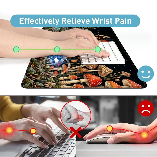 Alt view image 5 of 7 - KJFHDJFDH Large Mouse Pad and Keyboard Wrist Rest, Desk Pad for Keyboard and Mouse, 4-in-1 Large Gaming Mouse Pad with Wrist Support, Desk Mat for Office & Home-Mushrooms Forest