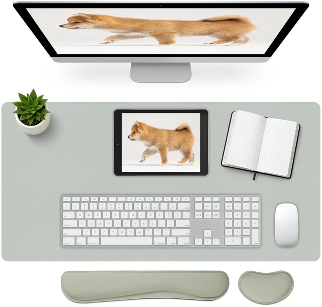 Main image of Meetcolor Keyboard and Mouse Pad, 3-in-1 Desk Mat Set Keyboard Wrist Rest | 31.5" x 15.7" Desk Mat, Ergonomic Wrist Rest for Computer Keyboard, Non-slip Base, Waterproof Computer Mat, Light Grey