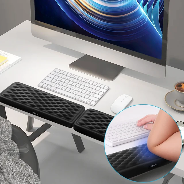 Alt view image 2 of 7 - MOSISO Arm Rest for Desk, L-Shaped Desk Elbow Pad for Desk, Black | Memory Foam Elbow Pads with Non-Slip Base, 2 Pcs Ergonomic Massage Desk Edge Cushion & Wrist Rest for Computer Keyboard