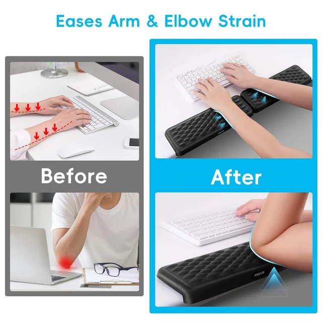Alt view image 3 of 7 - MOSISO Arm Rest for Desk, L-Shaped Desk Elbow Pad for Desk, Black | Memory Foam Elbow Pads with Non-Slip Base, 2 Pcs Ergonomic Massage Desk Edge Cushion & Wrist Rest for Computer Keyboard