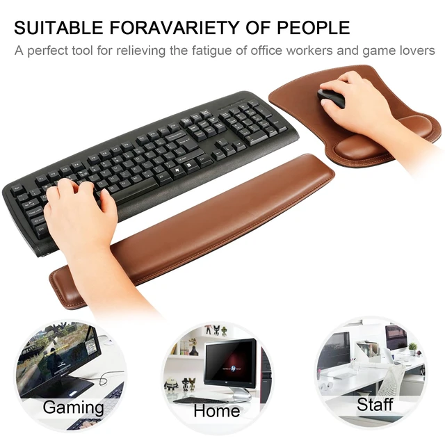 Alt view image 6 of 6 - RICHEN Keyboard Wrist Rest Pad and Mouse Wrist Rest Support Mouse Pad Set,Sturdy & Comfortable & Lightweight for Easy Typing & Pain Relief-Ergonomic Support (Brown)