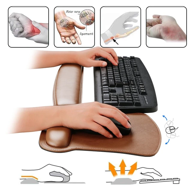 Alt view image 5 of 6 - RICHEN Keyboard Wrist Rest Pad and Mouse Wrist Rest Support Mouse Pad Set,Sturdy & Comfortable & Lightweight for Easy Typing & Pain Relief-Ergonomic Support (Brown)